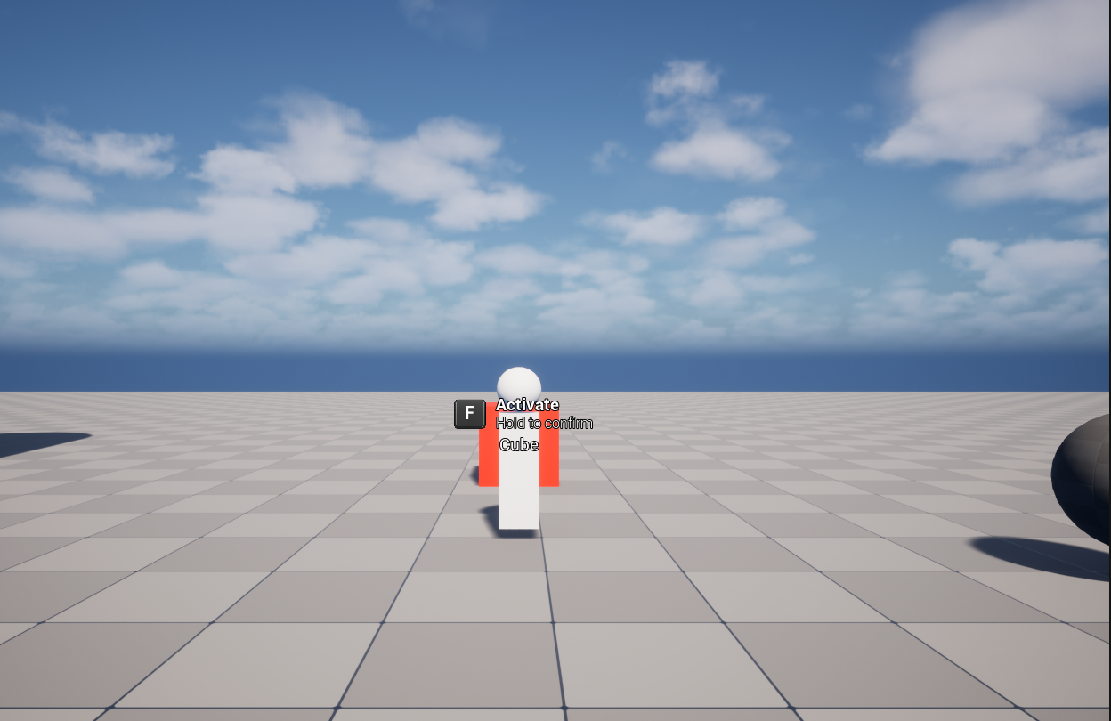 World-space interaction prompt with a hold instruction