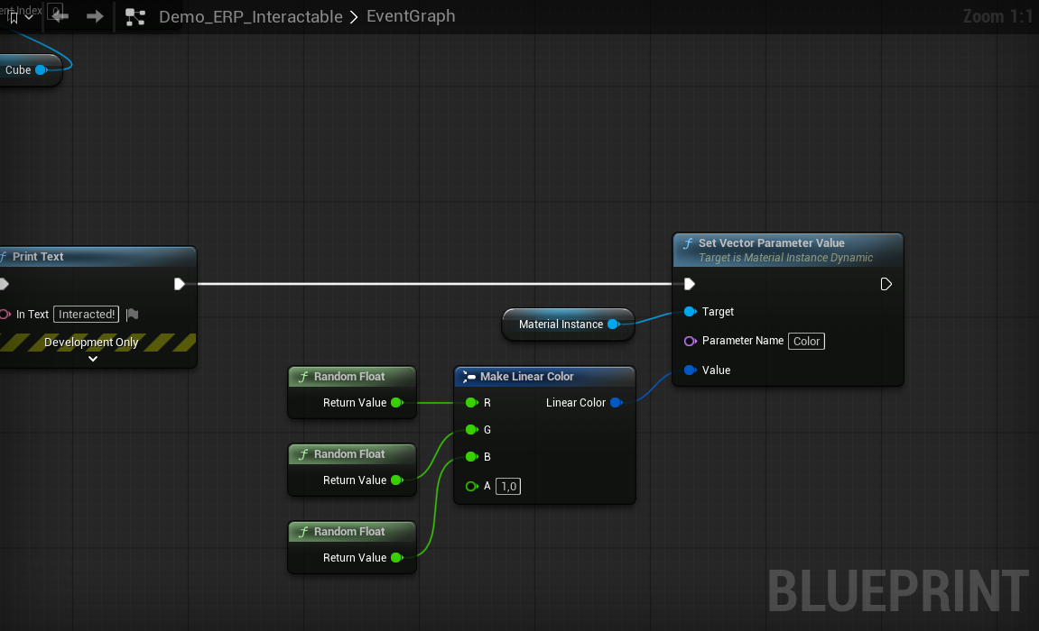 Blueprint interaction response