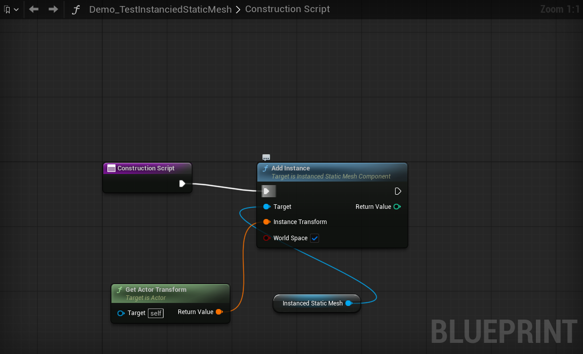 Blueprint instanced-mesh setup
