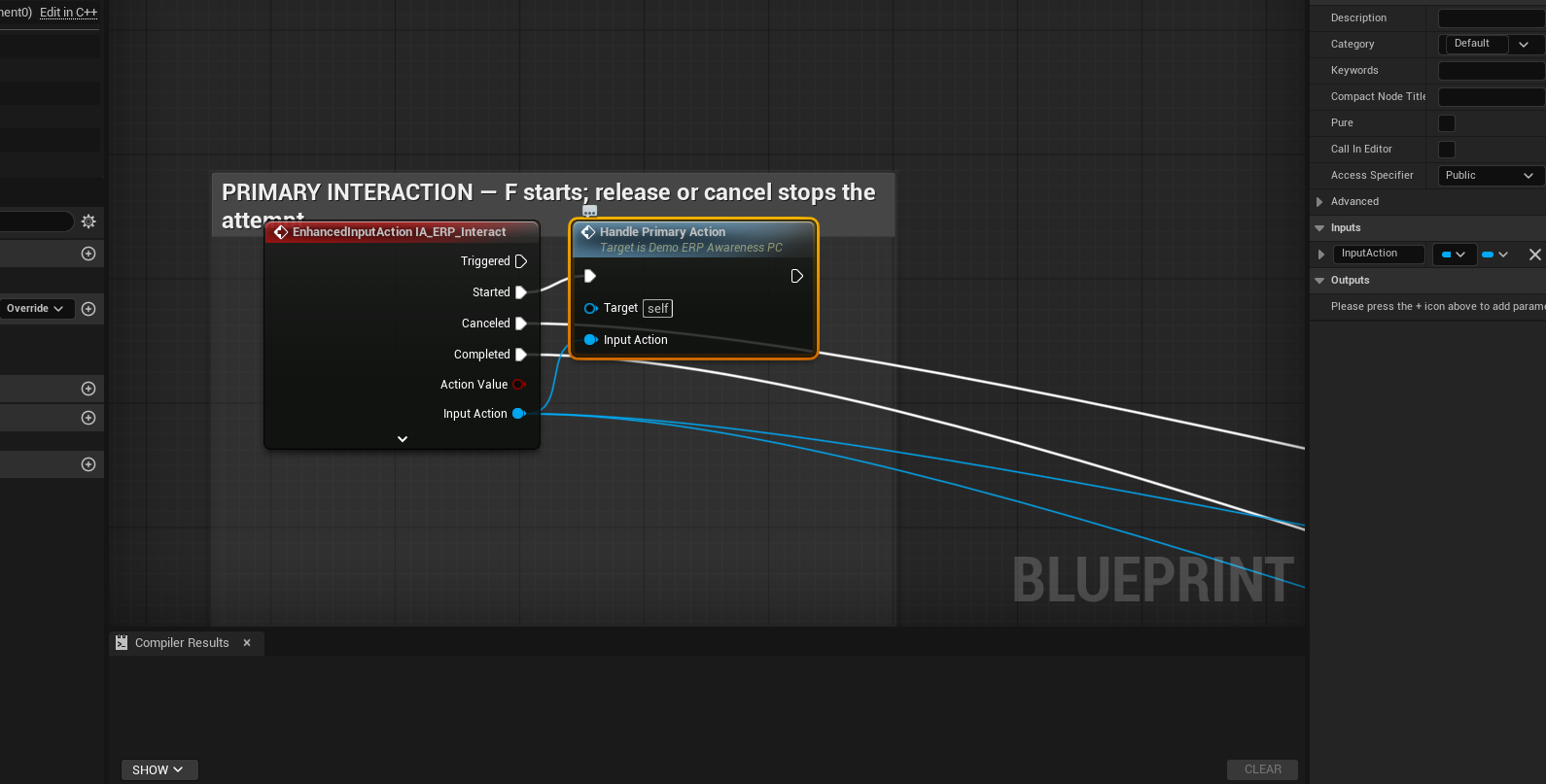 Blueprint interaction input bindings